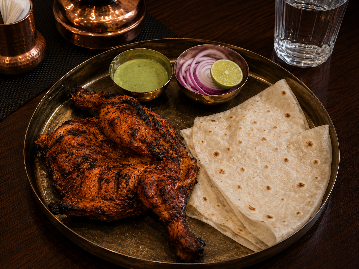 Spicy Arabian Alfaham chicken served with soft Romali Roti at Mattathil Restaurant